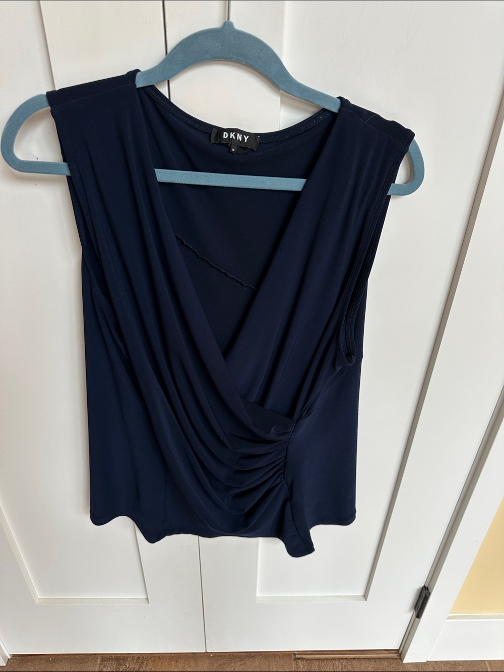 DKNY Navy Ruched Crossover Sleeveless Camisole Size XL